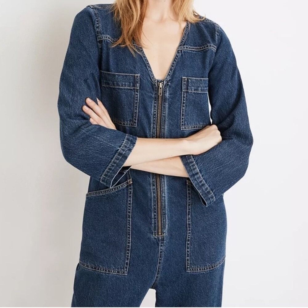 MADEWELL SMALL WOMENS Denim Jumpsuit with Front Zipper - Picture 3 of 12